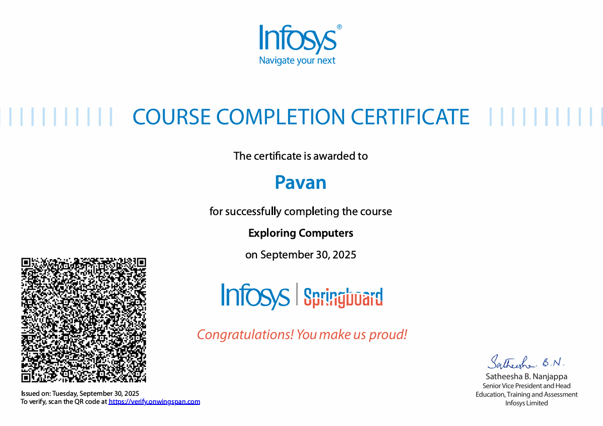 Exploring Computers Certificate