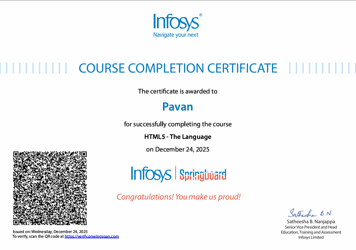 HTML5 Certificate