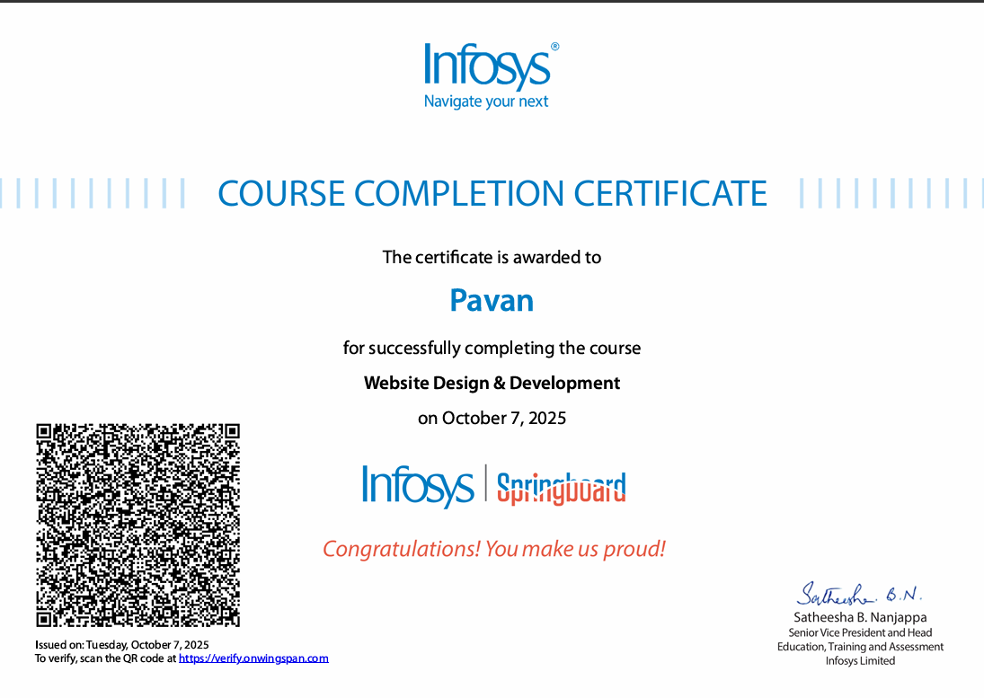 Website Design and Development Certificate